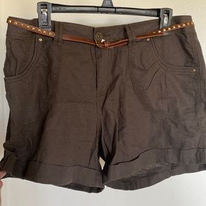 Brown belted shorts